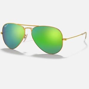 Ray-Ban Aviator Flash Lenses Polarized Polarized Green Mirror  +  Frame:  Gold